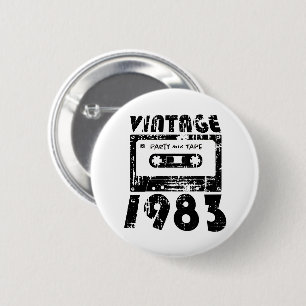 Macaron Rond 5 Cm Vintage 1983 40e Anniversaire Retro Cassette Mix T
