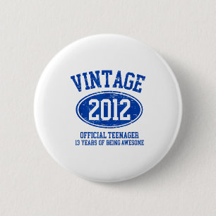 Macaron Rond 5 Cm Vintage 2012 Adolescent officiel 13e anniversaire 