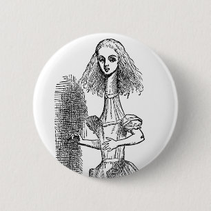 Macaron Rond 5 Cm Vintage Alice Adventures in Wonderland par Tenniel