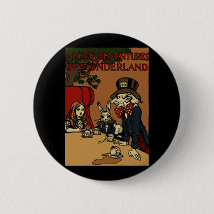 Macaron Rond 5 Cm Vintage Alice Cover Mad Tea Party