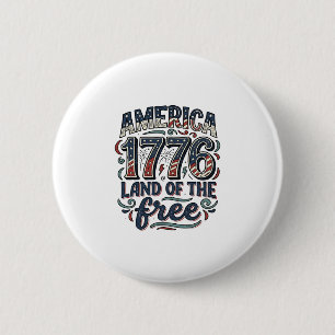 Macaron Rond 5 Cm Vintage America 1776 Terre de liberté conception d