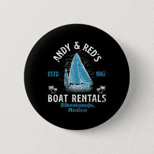 Macaron Rond 5 Cm Vintage Andy et Red's Boat Repair Charte de pêche
