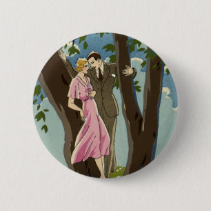 Macaron Rond 5 Cm Vintage Art Déco Amour et Romance Nouveaux mariés