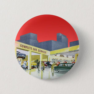 Macaron Rond 5 Cm Vintage Auto Mechanics Complete Car Service Garage