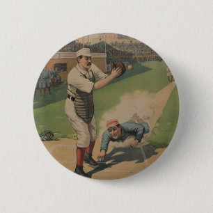 Macaron Rond 5 Cm Vintage Baseball Poster Button