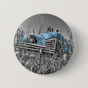 Macaron Rond 5 Cm vintage blue car