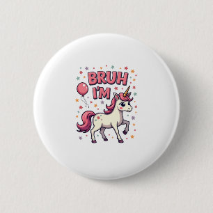 Macaron Rond 5 Cm Vintage Bruh j'ai 8 ans Fête d'anniversaire Licorn
