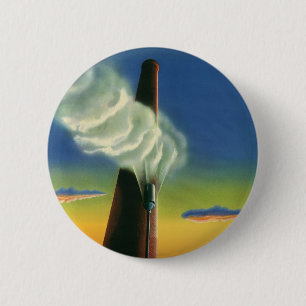 Macaron Rond 5 Cm Vintage Business, Steam Whistler Factory Sunrise