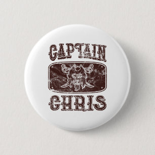 Macaron Rond 5 Cm Vintage capitaine Chris Pirate personnalisé Ponton