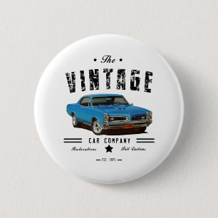 Macaron Rond 5 Cm Vintage Car Company Blue GTO