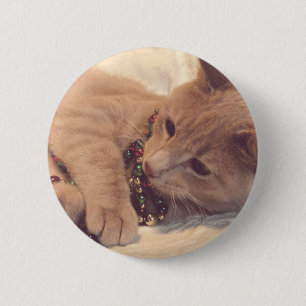 Macaron Rond 5 Cm Vintage Christmas Kitty