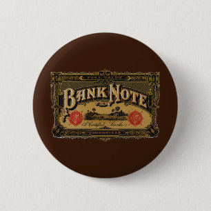 Macaron Rond 5 Cm Vintage Cigar Étiquette Art, Bank Note Money Finan