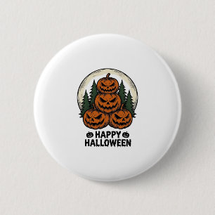 Macaron Rond 5 Cm Vintage Citrouille Halloween Jack O Lanterne Forêt