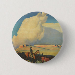 Macaron Rond 5 Cm Vintage Cowboys, Open Range par Maynard Dixon