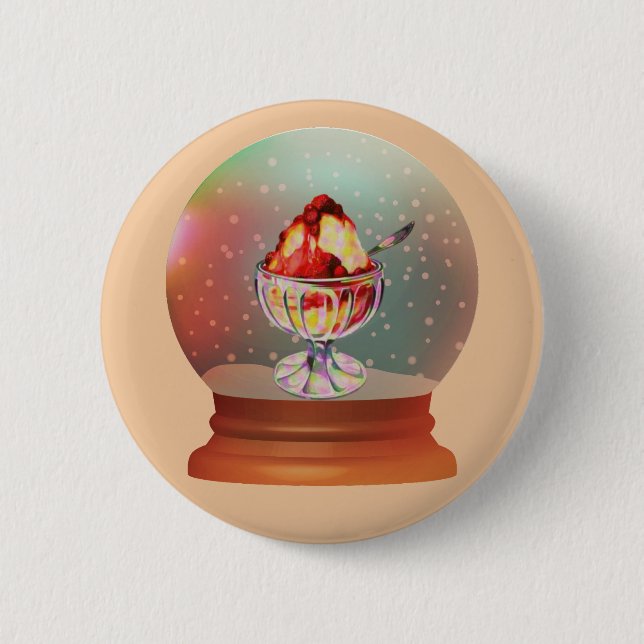 Macaron Rond 5 Cm Vintage crème glacée Sundae bouton globe de neige (Devant)