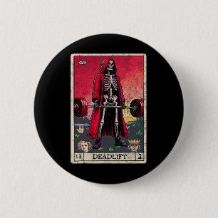 Macaron Rond 5 Cm Vintage Deadlift Skeleton Halloween Gym plaisanter