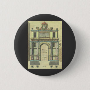Macaron Rond 5 Cm Vintage Église Porte Entrée Renaissance Architectu