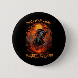 Macaron Rond 5 Cm Vintage Esprit Votre Tête Sleepy Hollow Hors Sans