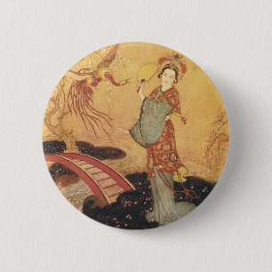 Macaron Rond 5 Cm Vintage Fairy Tale Princess Badoura, Edmund Dulac