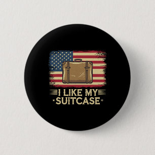 Macaron Rond 5 Cm Vintage Funny J'Aime Ma Valise Trump Mème 1