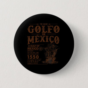Macaron Rond 5 Cm Vintage Golfe Du Mexique Nom Carte Origine Depuis 