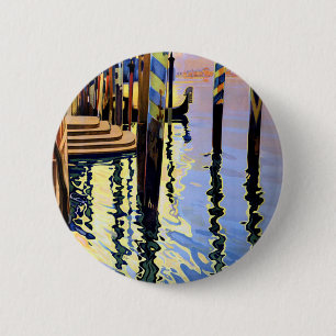 Macaron Rond 5 Cm Vintage Grand Canal Venise Italie Voyage