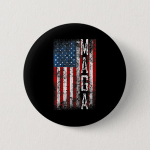 Macaron Rond 5 Cm Vintage Grunge MAGA American Fun Drapeau Amusant C