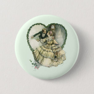 Macaron Rond 5 Cm Vintage Harrison Fisher, Christmas Bride and Groom