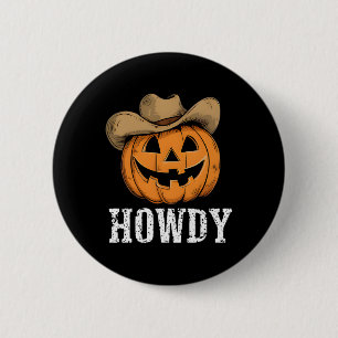 Macaron Rond 5 Cm Vintage Howdy Citrouille Cowboy Western