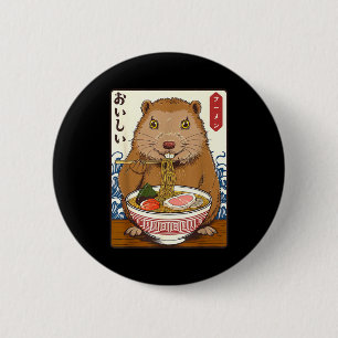 Macaron Rond 5 Cm Vintage japonais Art Groundhog Mange Ramen Drôle G