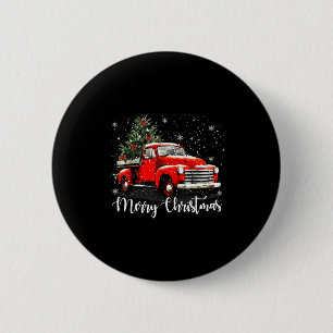 Macaron Rond 5 Cm Vintage Joyeux Noël Camion Rouge Arbre de Noël Fam