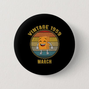 Macaron Rond 5 Cm Vintage mars 1959 Chicken Nugget Rieur en Détresse