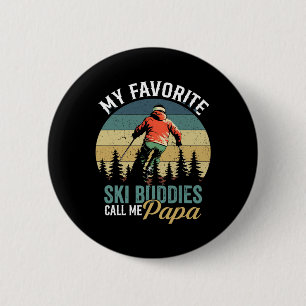 Macaron Rond 5 Cm Vintage Mes meilleurs potes de ski m'appellent Pap