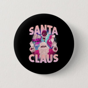 Macaron Rond 5 Cm Vintage Noël Père Noël Bootleg 90s Hip hop