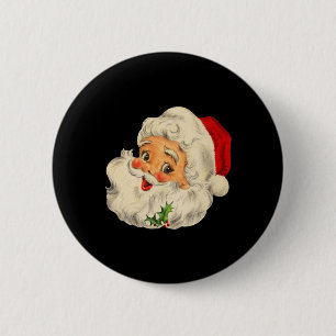 Macaron Rond 5 Cm Vintage Noël Père Noël Visage Amusant Vieux mode
