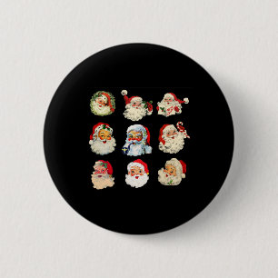 Macaron Rond 5 Cm Vintage noël santa claus visage fun vieux mode
