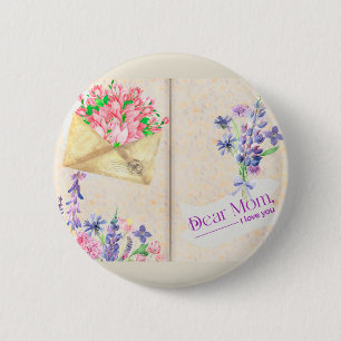 Macaron Rond 5 Cm Vintage Open Book Style Art avec Floral Maman