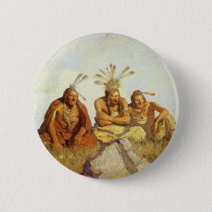 Macaron Rond 5 Cm Vintage Ouest, Guerre des Gardiens ou Paix par NC