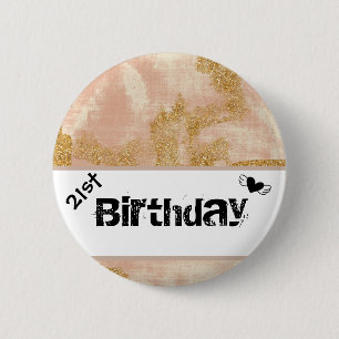 Macaron Rond 5 Cm *~* Vintage Parties scintillant d'or rose doré