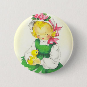 Macaron Rond 5 Cm Vintage petite fille Retro mignonne