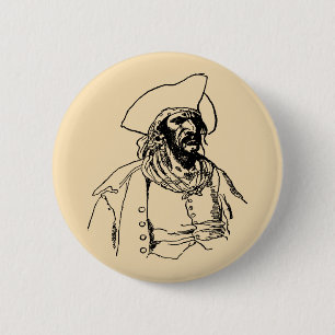 Macaron Rond 5 Cm Vintage Pirates, croquis de Buccaneer par Howard P