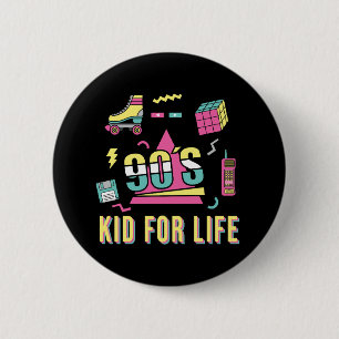 Macaron Rond 5 Cm Vintage Retro 90's Kid For Life 1990s 90s