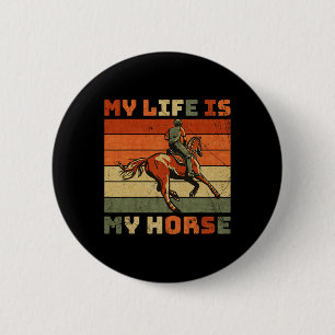 Macaron Rond 5 Cm Vintage Rétro Ma vie est mon cheval