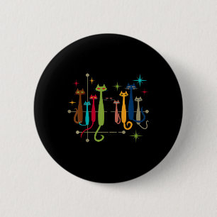 Macaron Rond 5 Cm Vintage Retro Mid-Century Moderne Look Chats les a