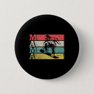 Macaron Rond 5 Cm Vintage Retro Snowboard Mama Ski Snowboard Silh