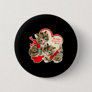 Macaron Rond 5 Cm Vintage Saint Valentin Chat Kitty Kitten Retro Val