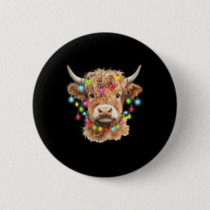 Macaron Rond 5 Cm Vintage Scotland Highland vache animal Noël Xma