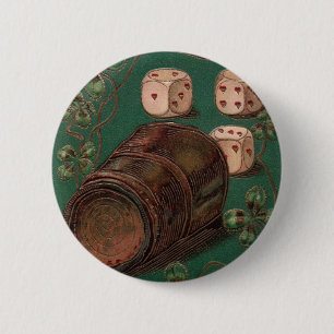 Macaron Rond 5 Cm Vintage St. Patrick's Day, Good Luck Irish Dice