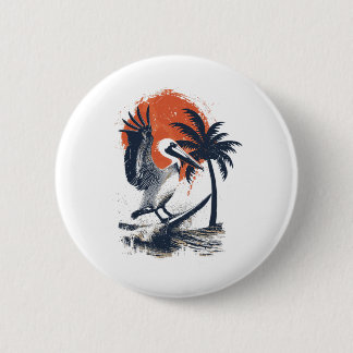 Macaron Rond 5 Cm Vintage Surfer Gift Surfing Surf Beach Pelican Sun