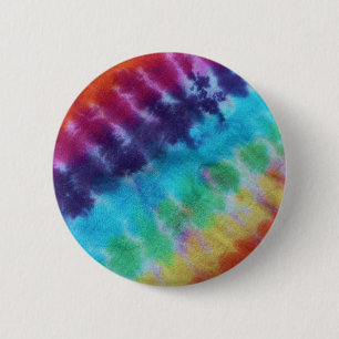 Macaron Rond 5 Cm Vintage Tie Dye Motif Hippie Rainbow 1960